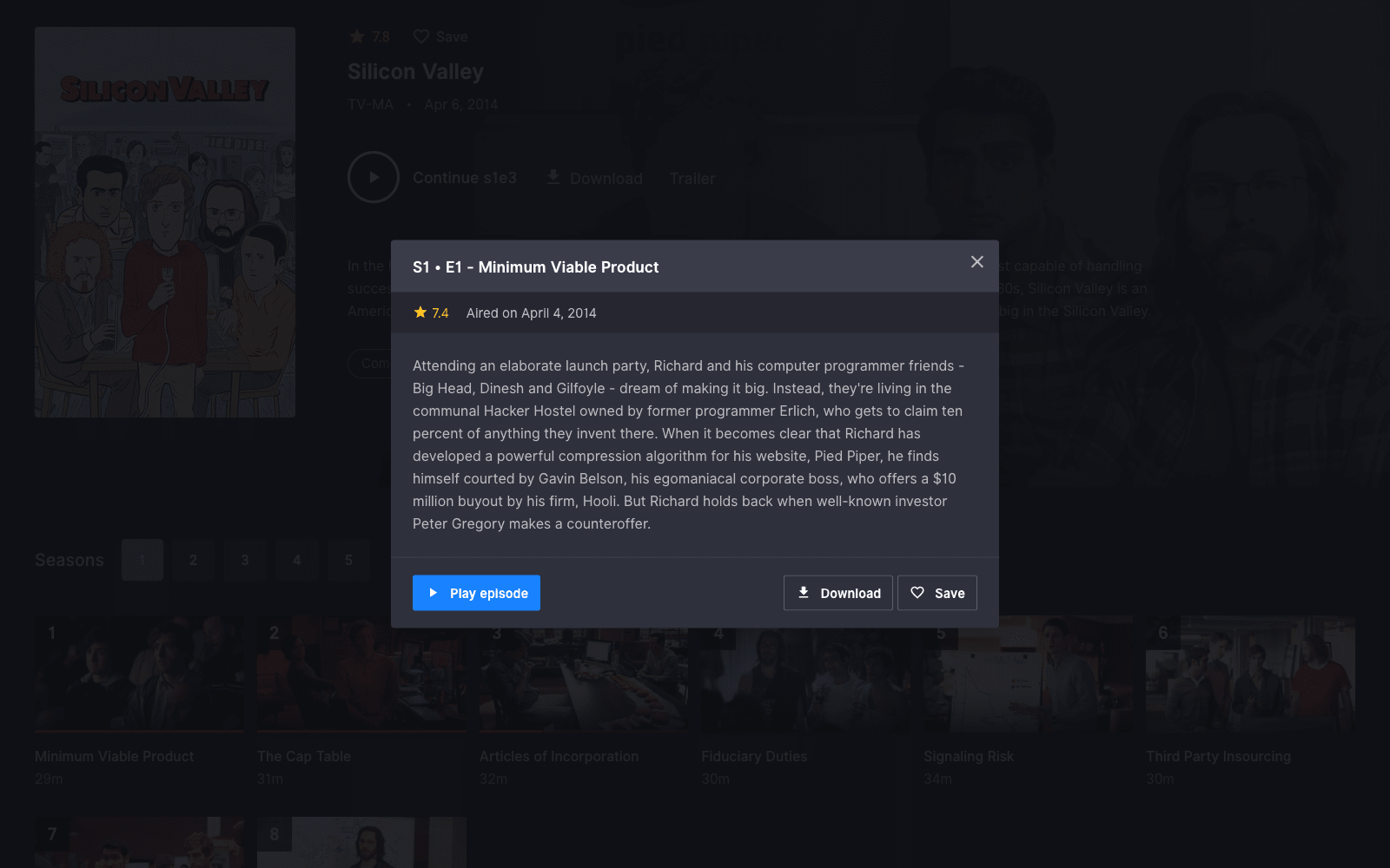 Moviestream TV show episode information - Desktop