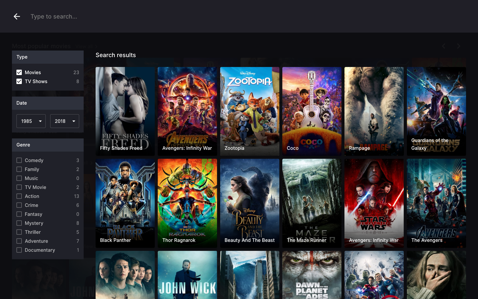 Moviestream Search - Desktop
