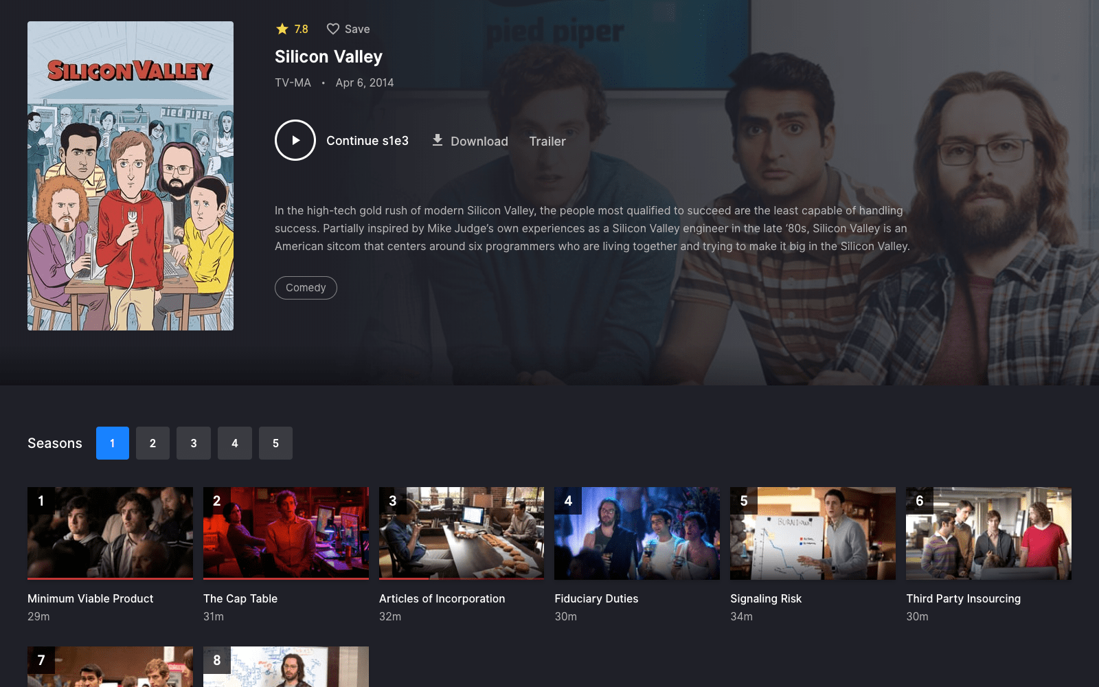 Moviestream TV show - Desktop